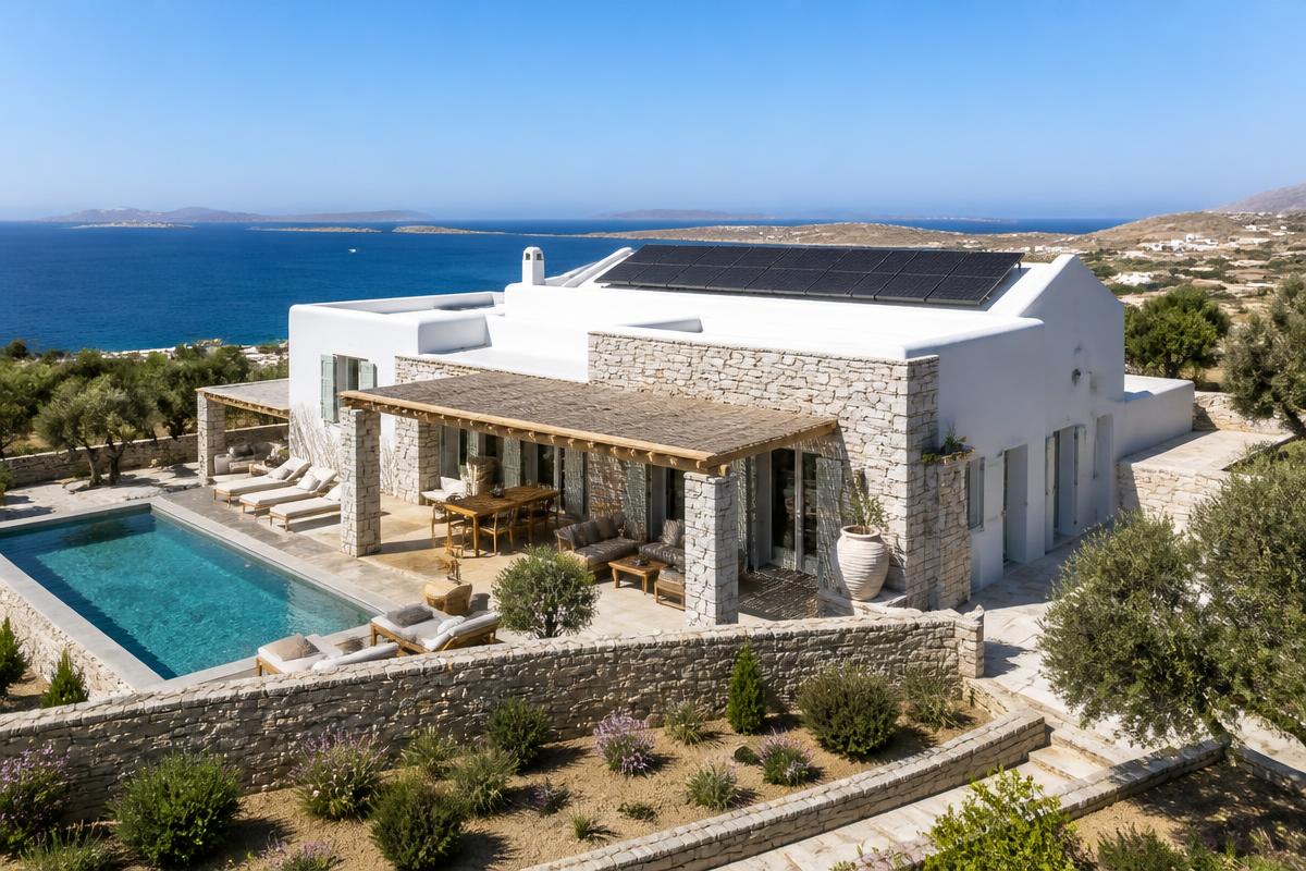 Stone-and-white villa, Paros, Naoussa, Paros
